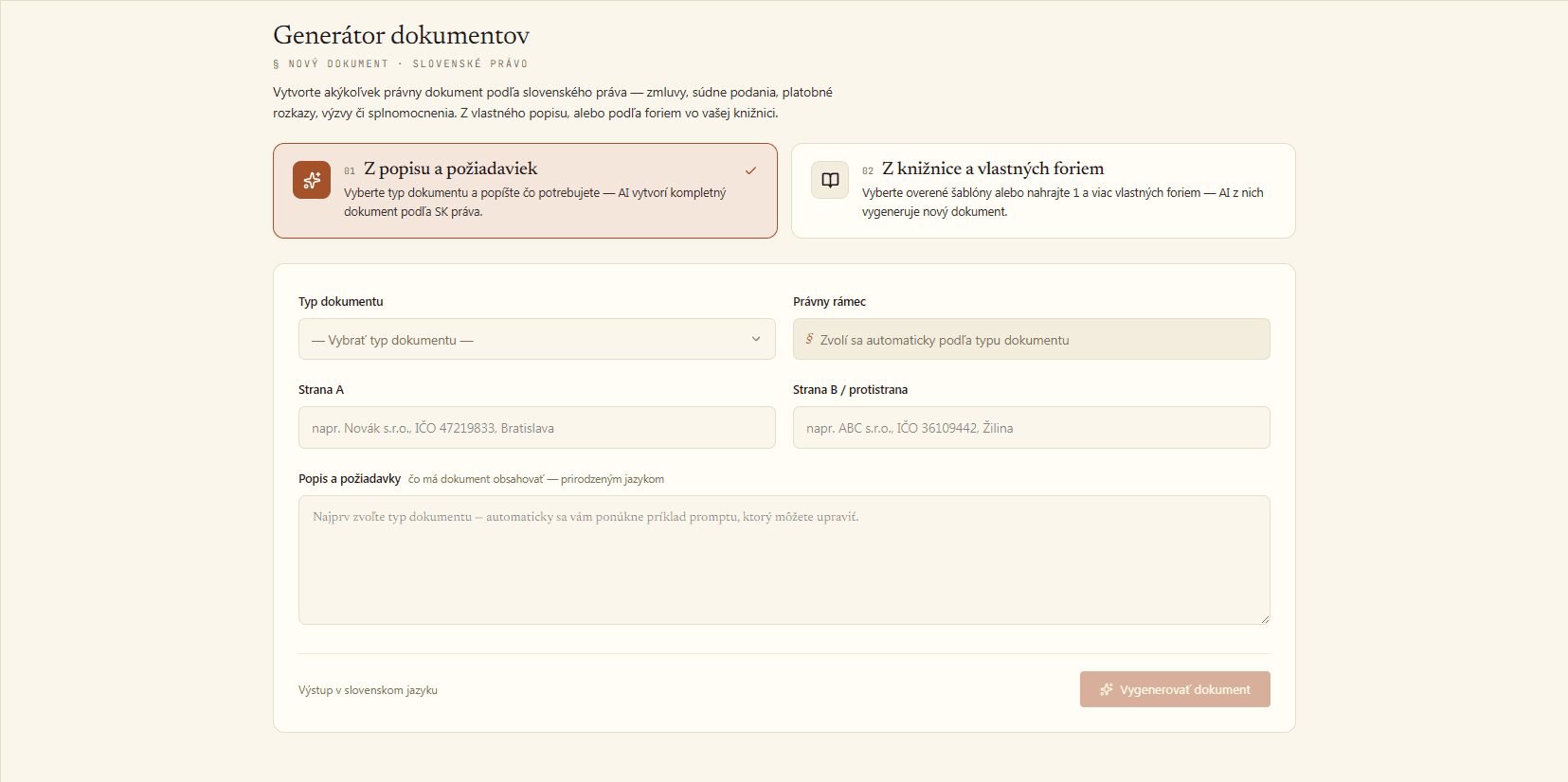 Vygenerujte dokument od nuly